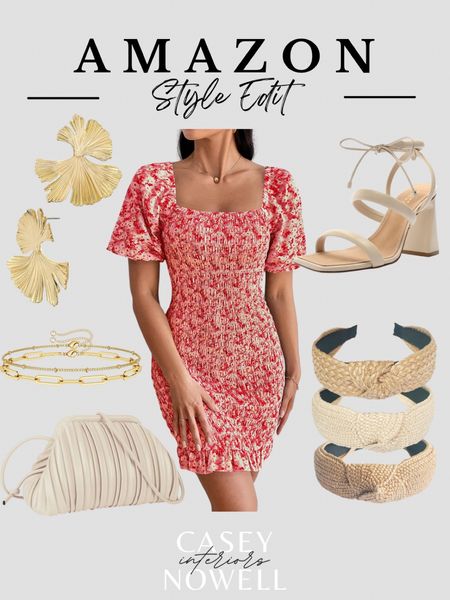 Amazon fashion, amazon dress, statement earrings, drop earrings, floral, pink dress, bodycon, purse, dainty bracelets, headband, heels, sandals.

#LTKbump #LTKstyletip #LTKFind