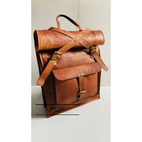 Genuine Leather Backpack, Christmas Gift, Vintage Rucksack Laptop Bag, Water Resistant Roll Top Coll | Etsy (US)