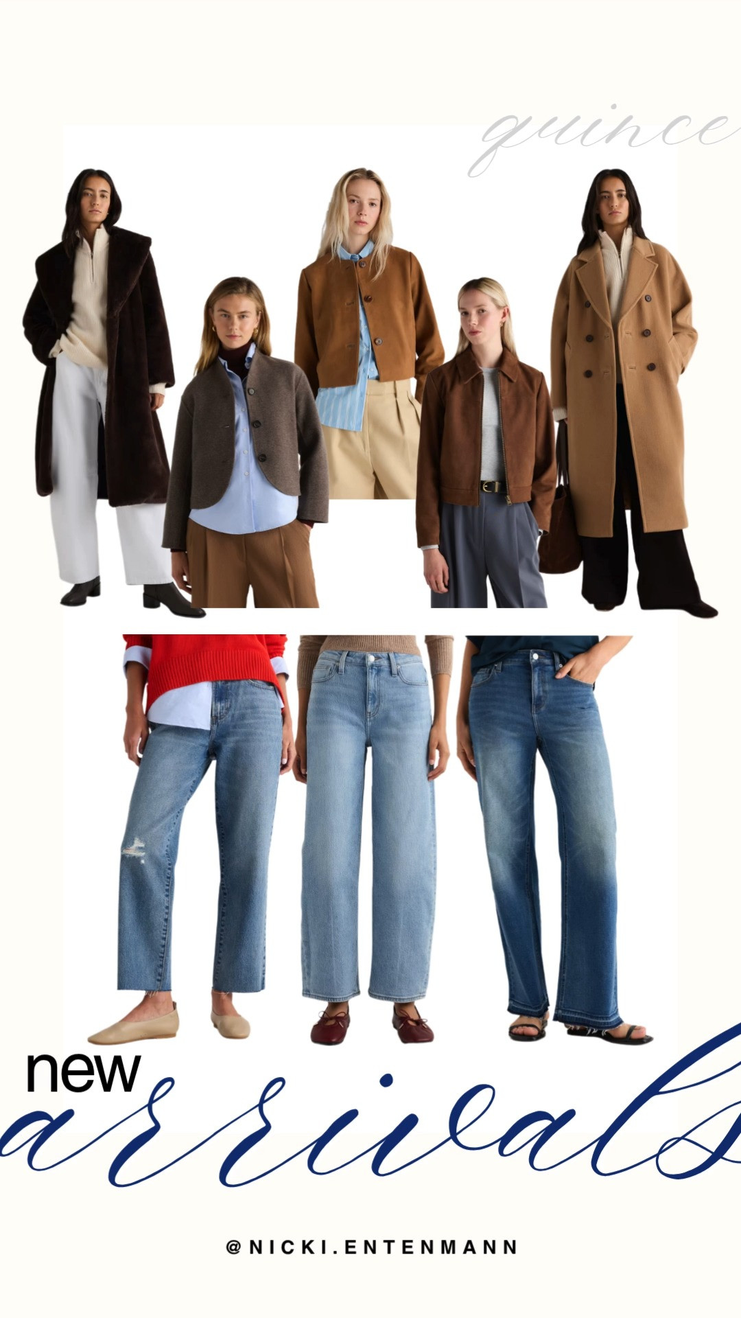 Discover sophisticated autumn layering with the latest Quince new arrivals featuring double-breasted camel coats, plush dark brown coats, and cropped suede-style jackets. The collection introduces everyday light and medium wash straight-leg denim alongside polished trousers in camel, grey, and navy tones. Layer these high-quality outerwear pieces over classic button-downs and half-zips for an elevated preppy-casual look.

#quince #quincestyle #newarrivals #fallfashion #outerwear #preppycasual #everydaystyle 

 #LTKSeasonal #LTKSaleAlert #LTKTravel