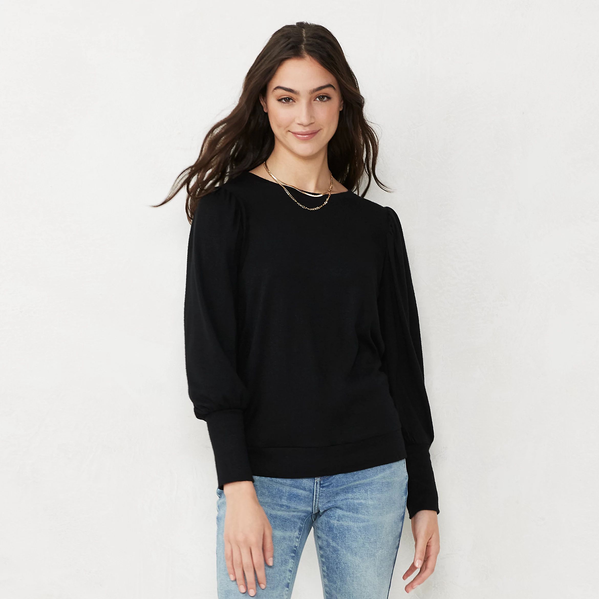 Women's LC Lauren Conrad Puff-Sleeve Sweatshirt | Kohl's