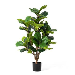 Glitzhome 3.5ft. Faux Fiddle Leaf Fig Artificial Tree in Pot 2039000005 - The Home Depot | The Home Depot