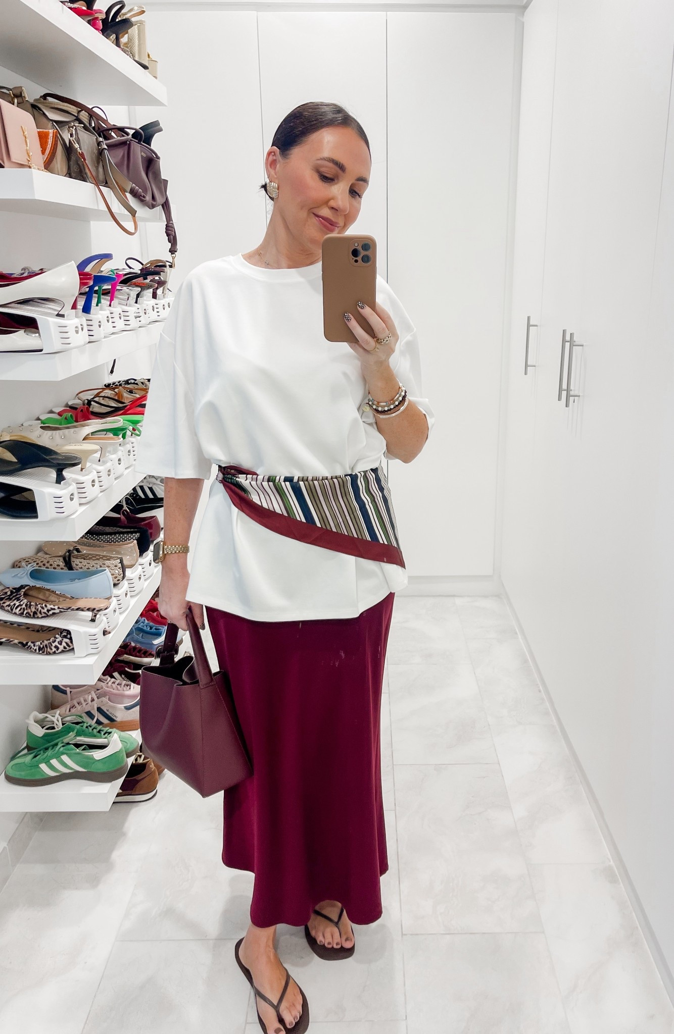 If in doubt….tie a scarf around your waist. #scarf #howtowear #scarftrend #burgundy 

#LTKstyletip #LTKFashionMonth #LTKuae