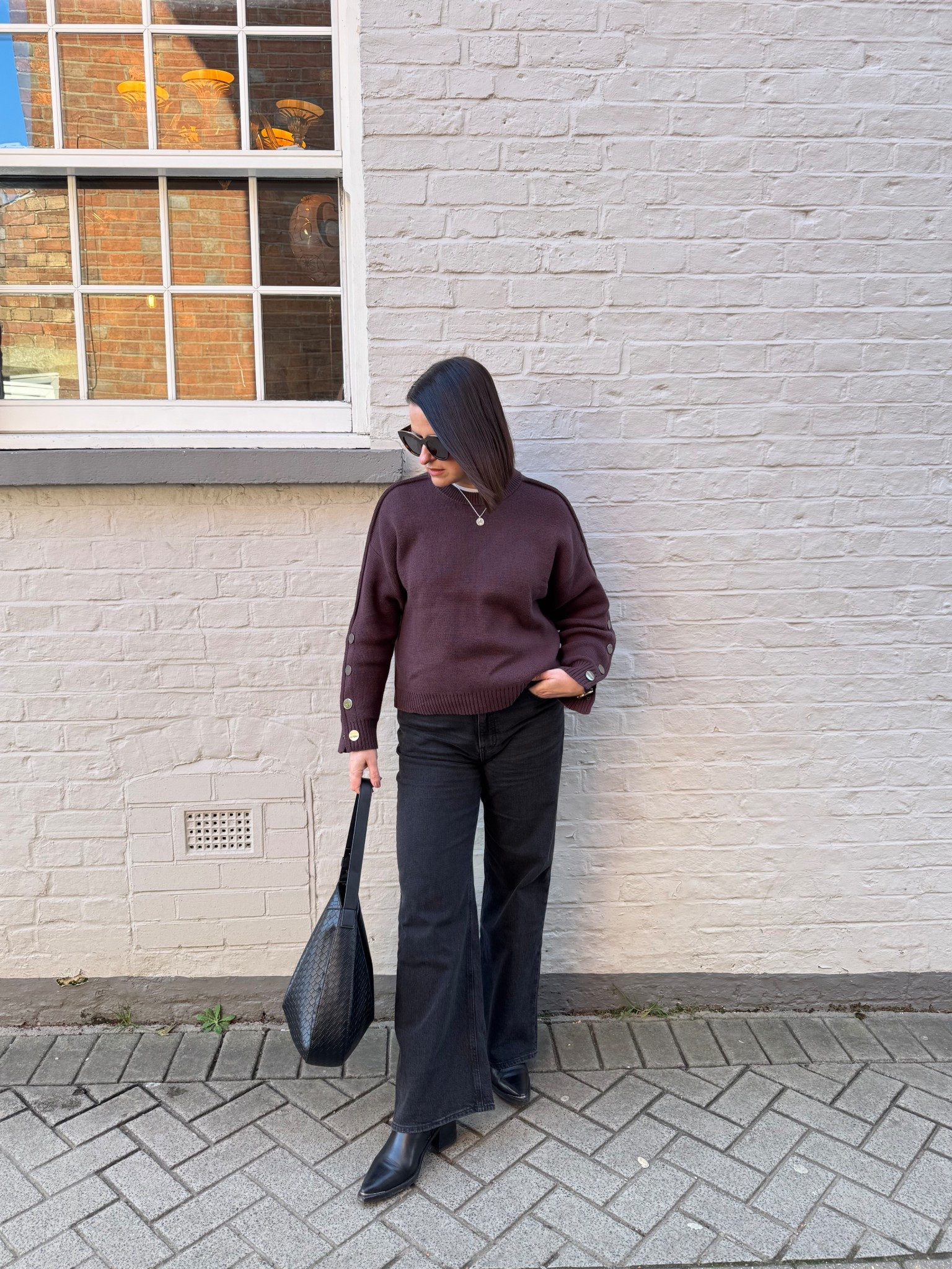 Popper Sleeve Crew Knitted Jumper
Wide leg jeans
Ankle Boots
Black shoulder bag

I am wearing the L/XL in the jumper for more of a relaxed fit.

#LTKspring #LTKFashionMonth #LTKuk