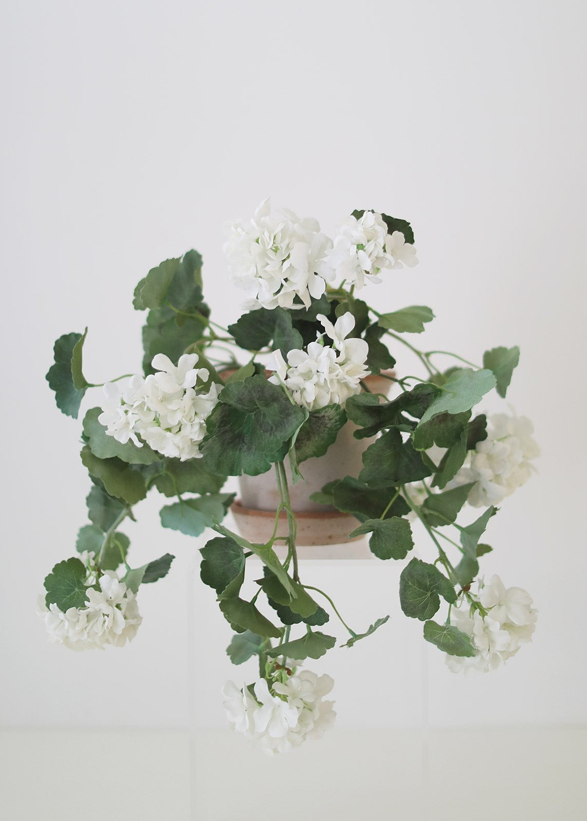 White UV Protected Outdoor Silk Geranium Hanging Bush - 23" | Afloral (US)