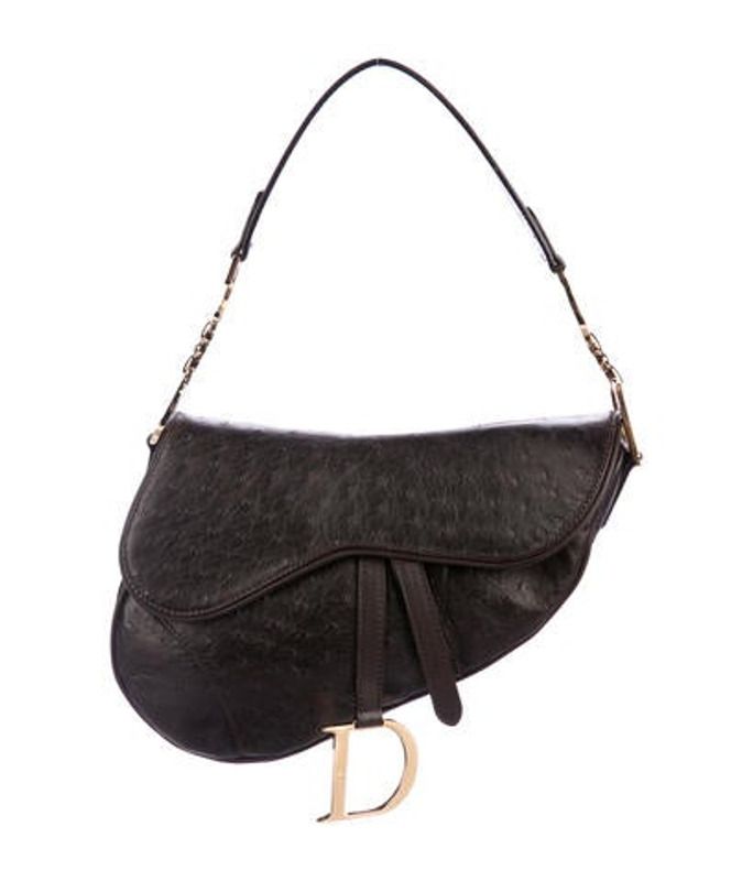 Christian Dior Ostrich Saddle Bag gold Christian Dior Ostrich Saddle Bag | The RealReal