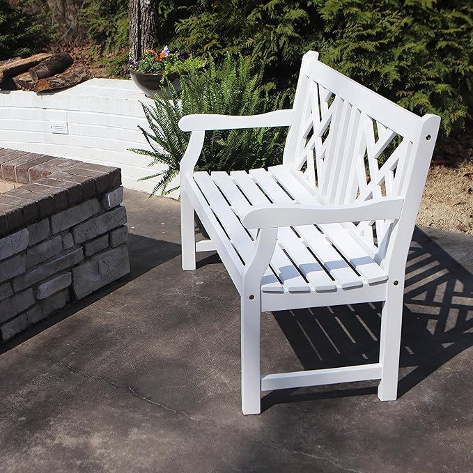 Décor Therapy FR8585 Outdoor Bench, White | Amazon (US)
