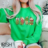 Grinch Peppermint Coffee Latte Sweater, Christmas Sweatshirt Women, Party Shirt, Lover Addict | Etsy (US)
