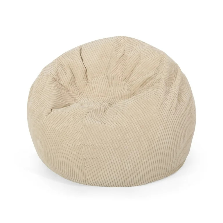 GDF Studio Germaine Modern Corduroy 3 Foot Beanbag, Ivory | Walmart (US)