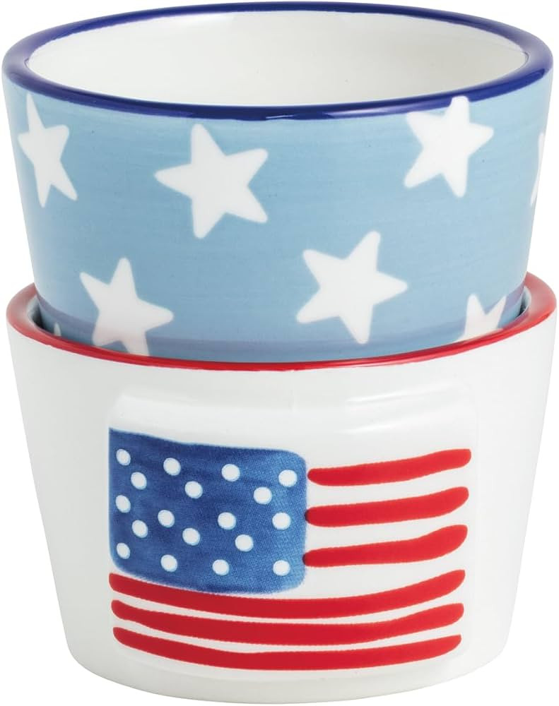 Mud Pie White Ceramic Flag Americana Ramekin | Amazon (US)