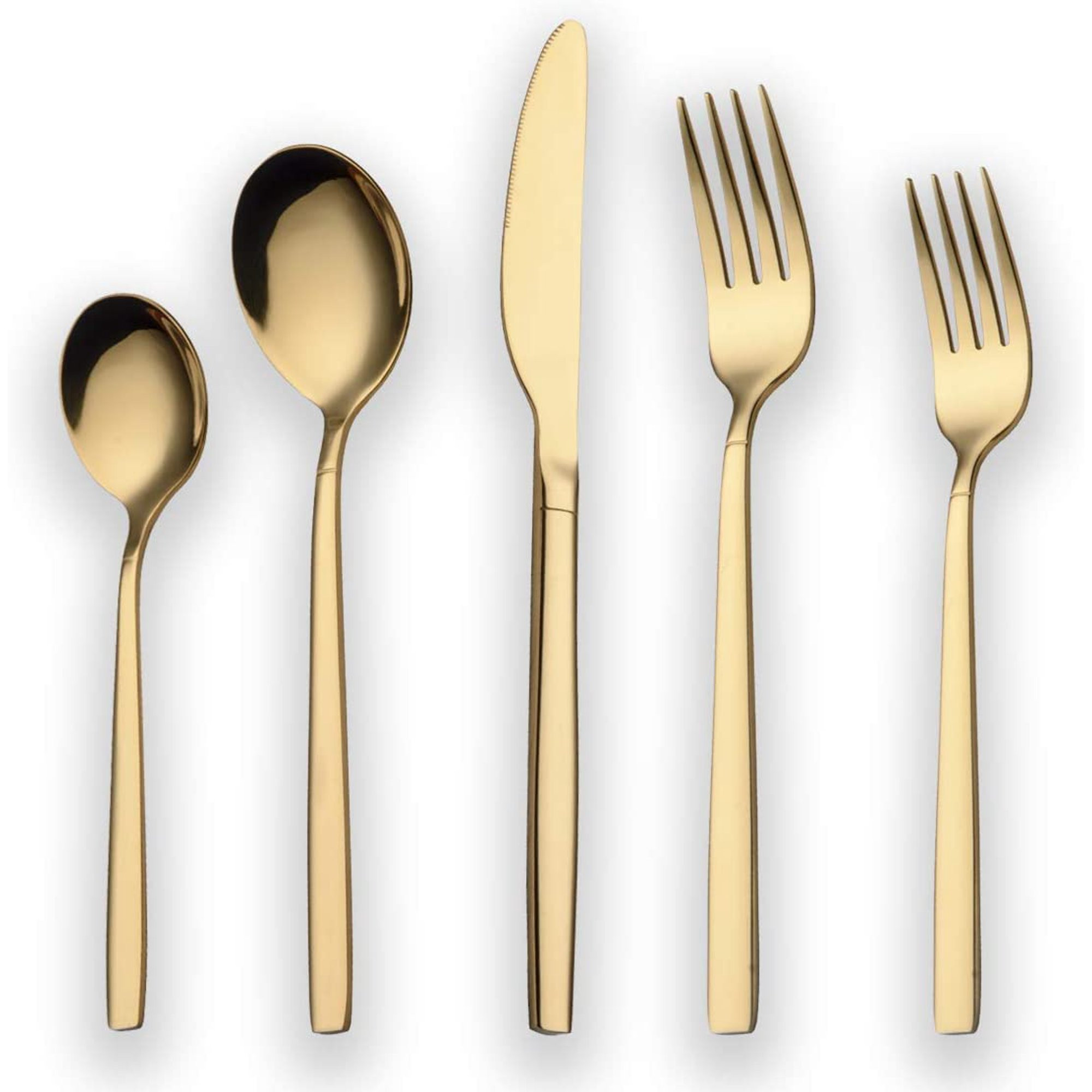 Berglander 20 Piece Titanium Gold Plated Stainless Steel Flatware Set, 20 Pieces Golden Silverwar... | Walmart (US)