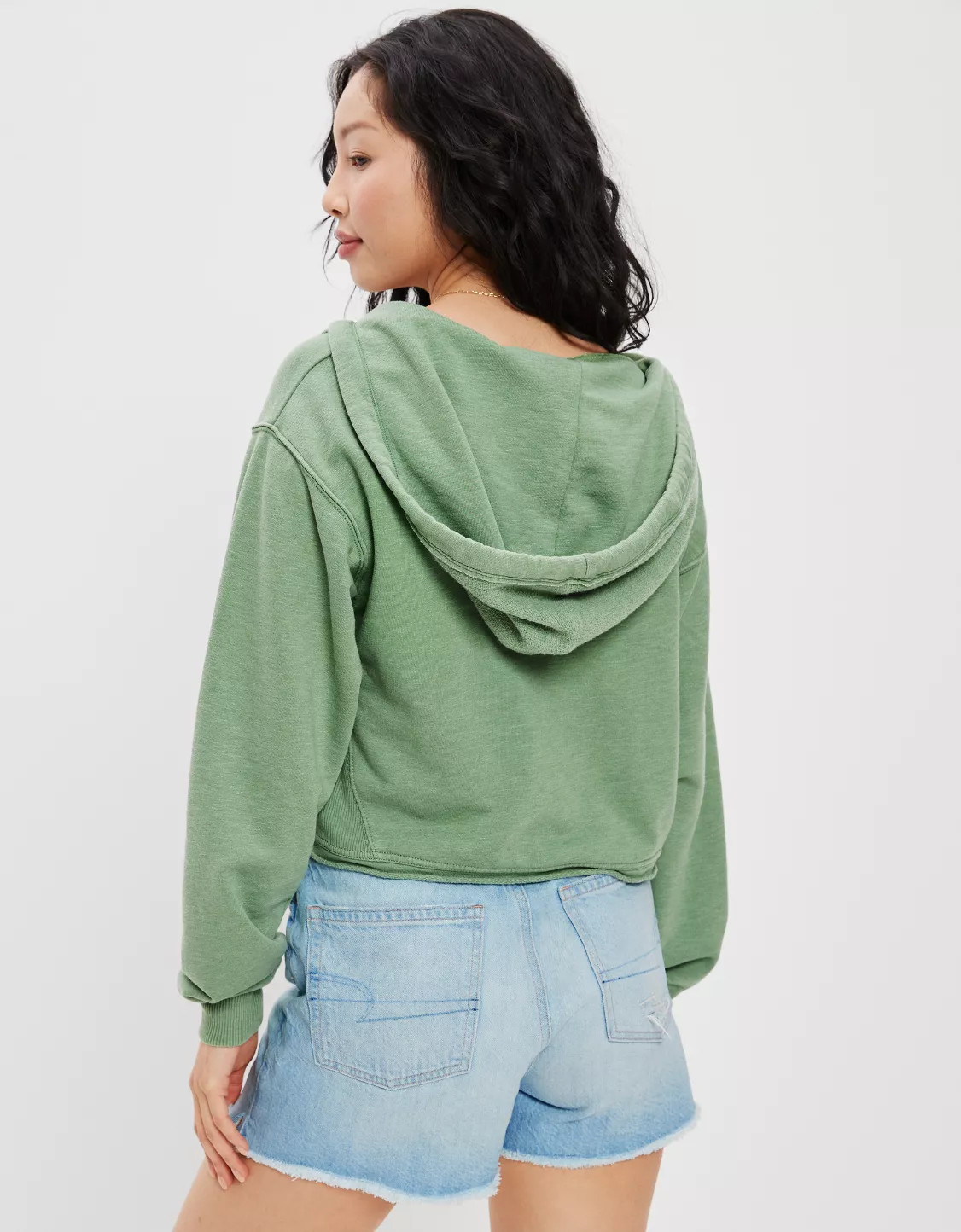 AE Cropped V-Neck Hoodie | American Eagle Outfitters (US & CA)