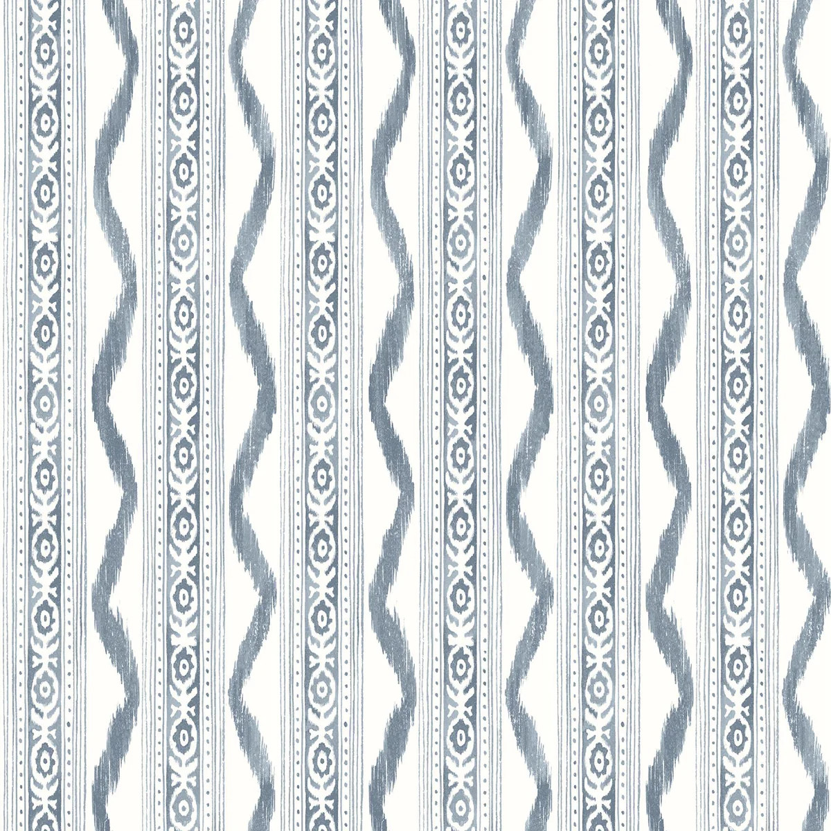 A-Street Prints Rhys Blue Ikat Stripe Wallpaper | DecoratorsBest