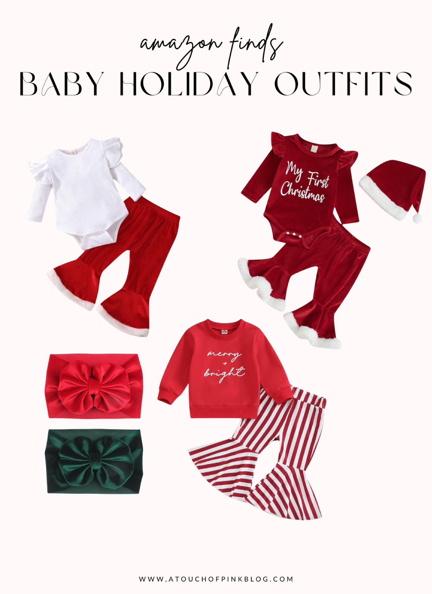 Holiday Outfits for the Littlest Ones! 🎄✨ Adorable Amazon finds to make baby’s first Christmas unforgettable. From cozy sweaters to festive stripes and Santa-inspired sets, these outfits are perfect for celebrating the season in style! ❤️🎅 #AmazonFinds #BabyHolidayFashion #FirstChristmas #FestiveLooks 

#LTKHoliday #LTKBaby #LTKSeasonal