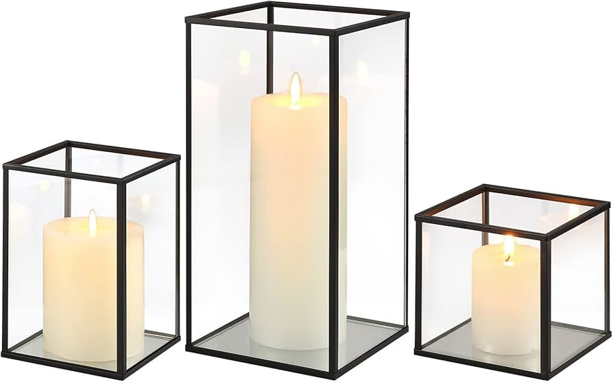 Ytwmzzz Hurricane Candle Holder, Black Hurricane Candle Holder, Glass Hurricane Candle Holder, La... | Amazon (US)
