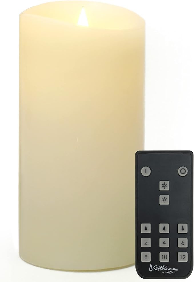 Softflame Flameless LED Candles with Remote Control, 4"x 8"Flickering 3D Moving Flame Battery Ope... | Amazon (US)