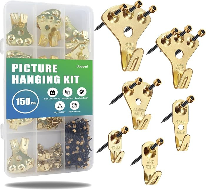 150Pcs Heavy Duty Picture Hangers Kit, Supports 10-100 lbs \u2013 Premium Wall Hanging Hooks with... | Amazon (US)