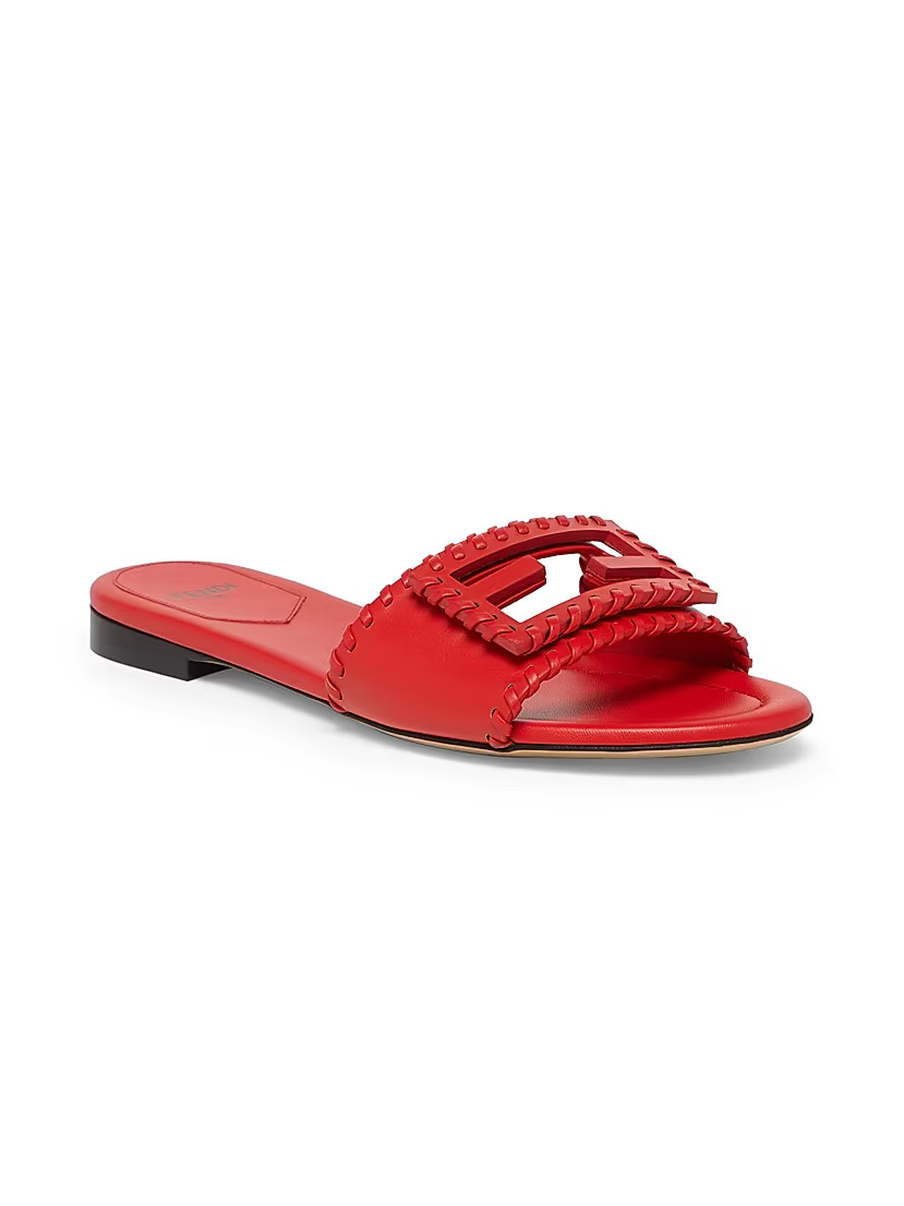 Vitello FF 10MM Leather Slides | Saks Fifth Avenue