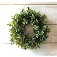 Faux Boxwood Wreath, Small Candle Wreath, Farmhouse Decor, Wreath | Etsy (US)