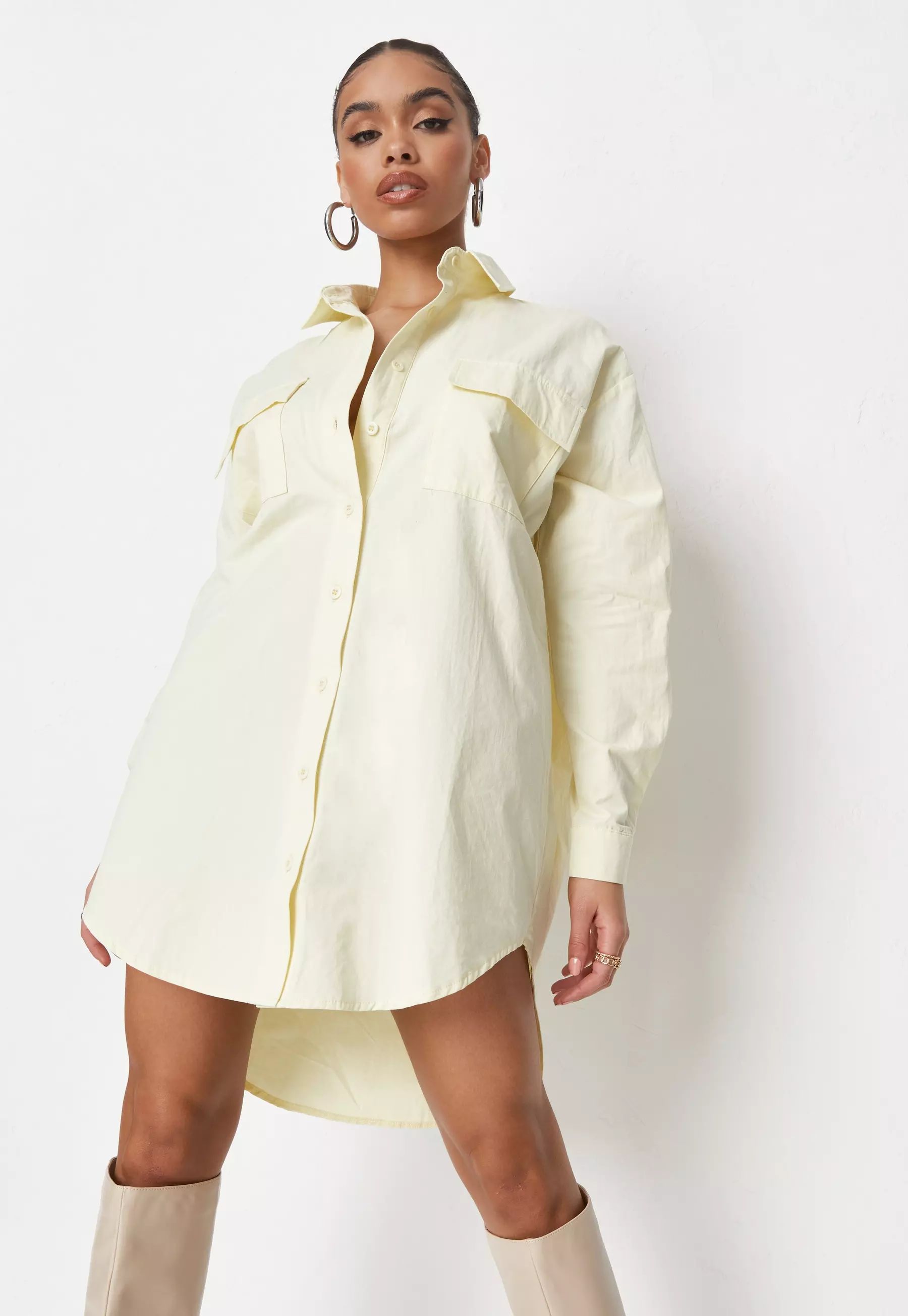 Lemon Poplin Oversized Shirt Dress | Missguided (US & CA)