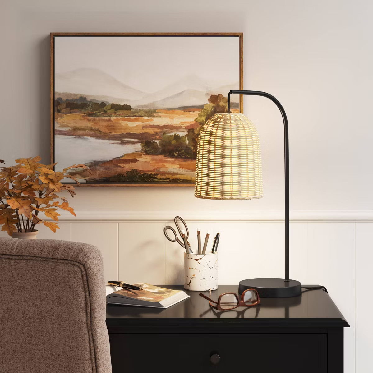 Addison Rattan Table Lamp Brown - Threshold™ | Target