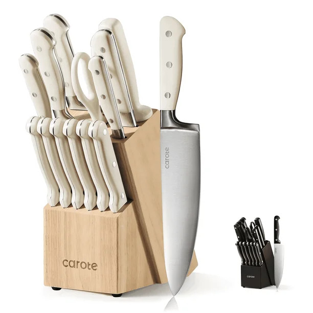 Carote 14 Pcs Knife Set with Wooden Block Stainless Steel Knives with Ergonomic Handle, Forged - ... | Walmart (US)
