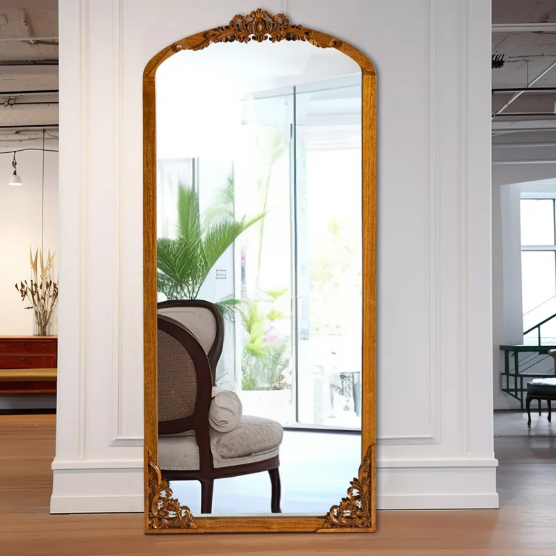 Anjulie Arch Solid Wood Mirror Ornate Mirror Wall Mirror Retro Mirror with Carved Frame | Wayfair North America