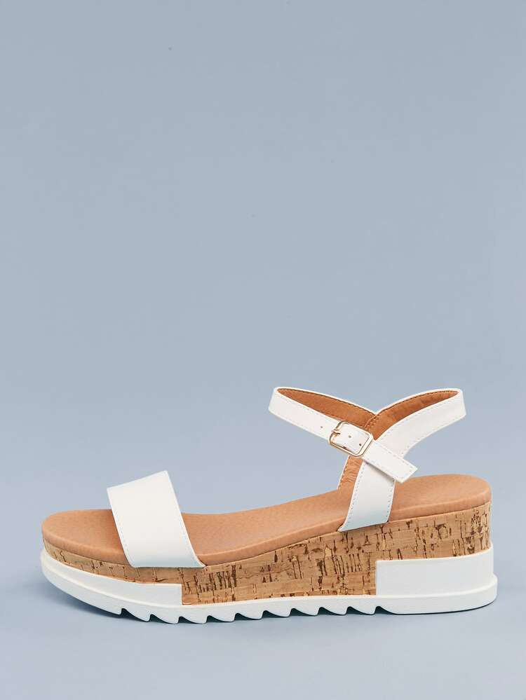 Open Toe Ankle Strap Flatform Lug Sole Sandals | SHEIN