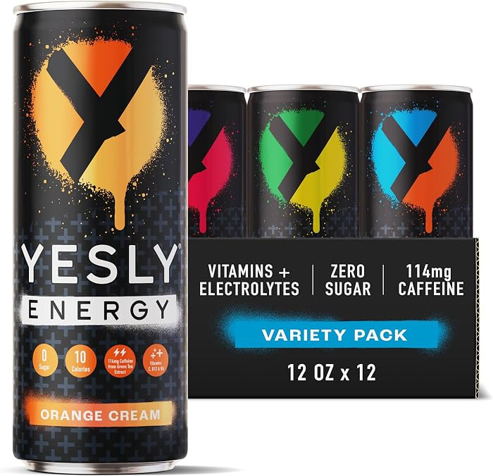 Yesly Energy Drink, Variety Pack, Naturally Flavored Sparkling Energy Drink With Electrolytes, Ma... | Amazon (US)