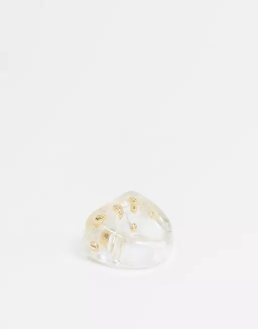 ASOS DESIGN ring in clear plastic with gold balls | ASOS (Global)