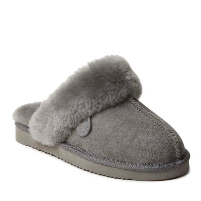Fireside By Dearfoams Women's Sydney Genuine Shearling Scuff Slipper - Grey Size 8 | Target
