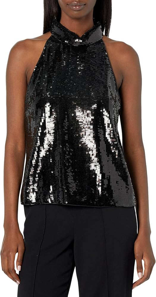 Theory Women's Sequin Rolled-Neck Halter Top | Amazon (US)