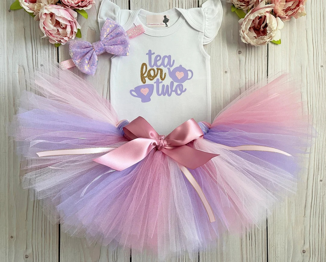 Tea for Two Birthday Outfit Tea for 2 Tea Party Dress Pink and Lavender Alice in Wonderland Outfi... | Etsy (US)