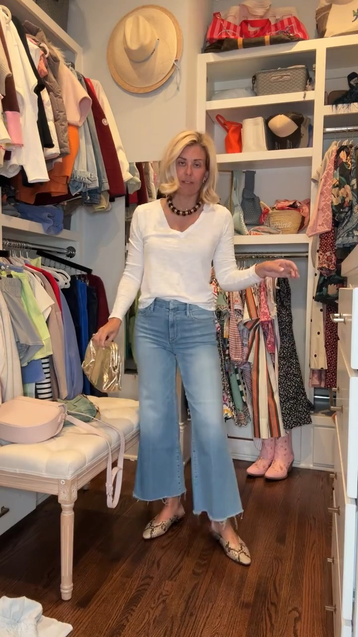 I think this should be our uniform…endless styling possibilities with a white top and jeans. 

*code CMLP15 at Lilla P

Sizing:
Top - xs
Jeans - 26P
Shoes - 8 tts 

#LTKdayinmylife #LTKSeasonal #LTKOver40