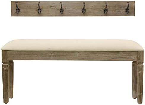 Décor Therapy Waverly Wood Bench with Coat Rack Set, Measures 42x11.8x17.75, Winter White | Amazon (US)