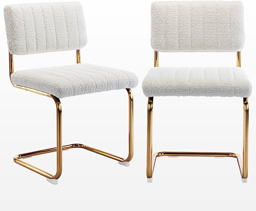 Zesthouse Mid-Century Modern Dining Chairs with Gold Metal Base, Accent Armless Kitchen Chairs wi... | Amazon (US)