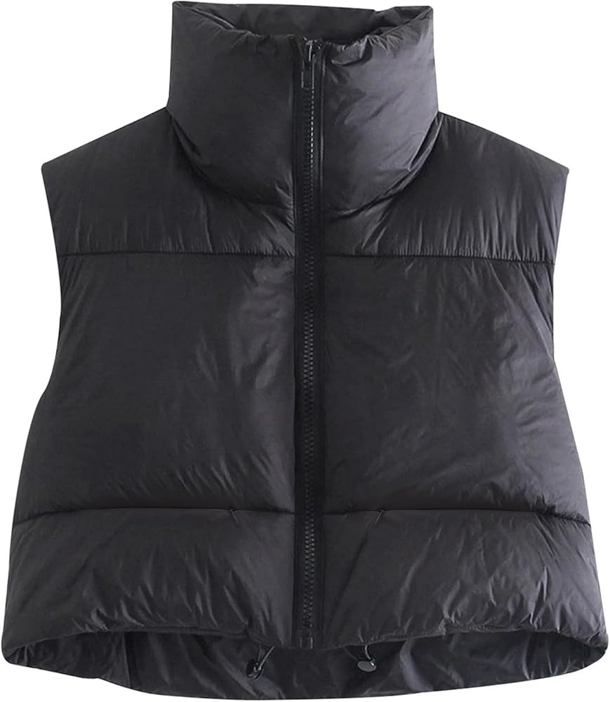 Songling Women's Winter Crop Vest Sleeveless Zip Up Stand Collar Lightweight Puffer Padded Vest | Amazon (US)