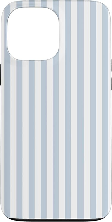 iPhone 13 Pro Max White and Light Blue Striped Geometric Line Pattern Case | Amazon (US)