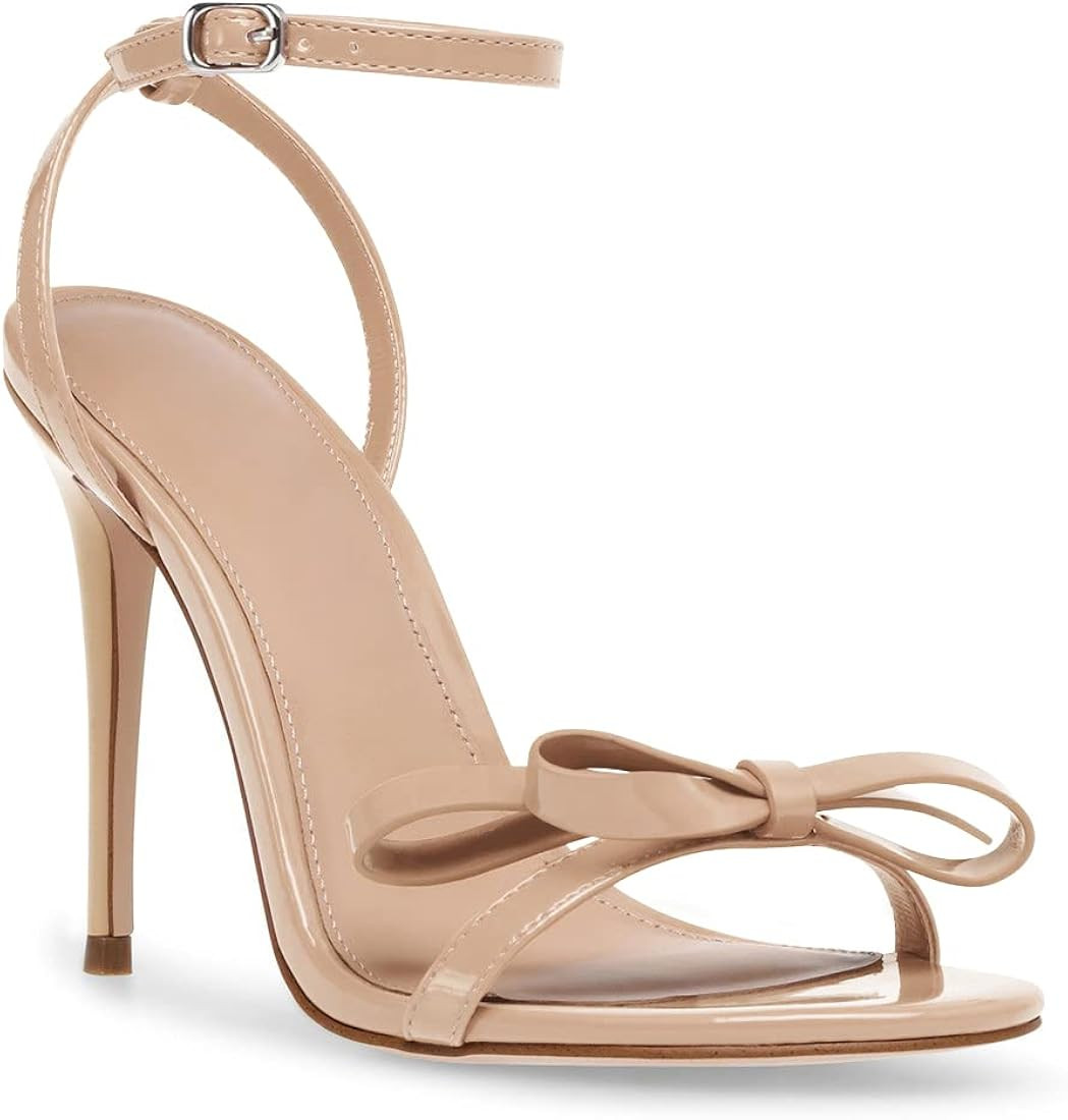 PiePieBuy Womens Bowknot Heeled Sandals Ankle Strap Buckle Open Toe High Stiletto Heel Pump Dress... | Amazon (US)