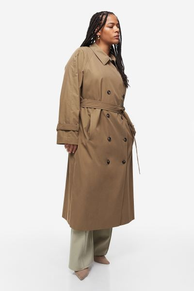 Double-breasted Trench Coat - Dark beige - Ladies | H&M US | H&M (US + CA)