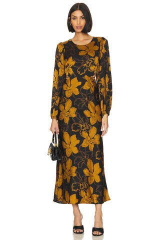 Quinn Dress in Black & Mustard Floral | Revolve Clothing (Global)