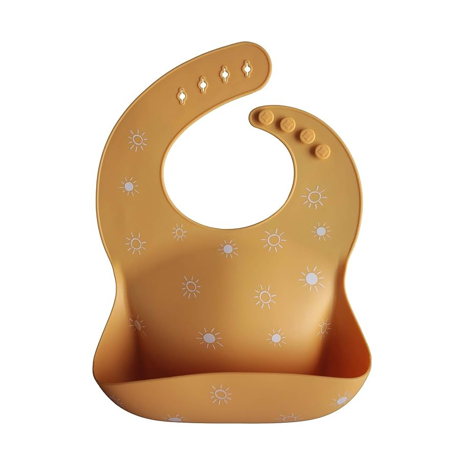 mushie Silicone Baby Bib | Adjustable Fit Waterproof Bibs (Sun Orange) | Amazon (US)
