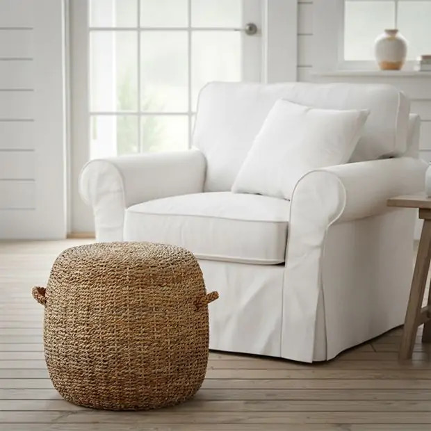 Braided Musa Leaf Stool | Antique Farm House