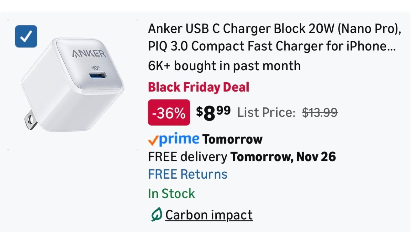 Black Friday sales // cyber week sales 

Amazon’s choice 

Anker usb c charger block with usc-c cable 20w charger block for iPhone 17/16 and more series , galaxy , pixel , iPad Pro/air/mini series 

Pack of 2  



Trending // my life Christine vinci 

#LTKGiftGuide #LTKHoliday #LTKCyberWeek