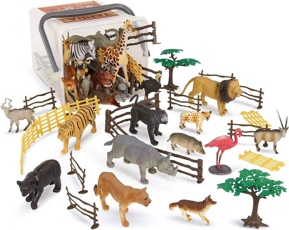 Terra by Battat – 60 Pcs Jungle World Animal Playset - Educational Toys for 3+ Year Old Kids - ... | Amazon (US)