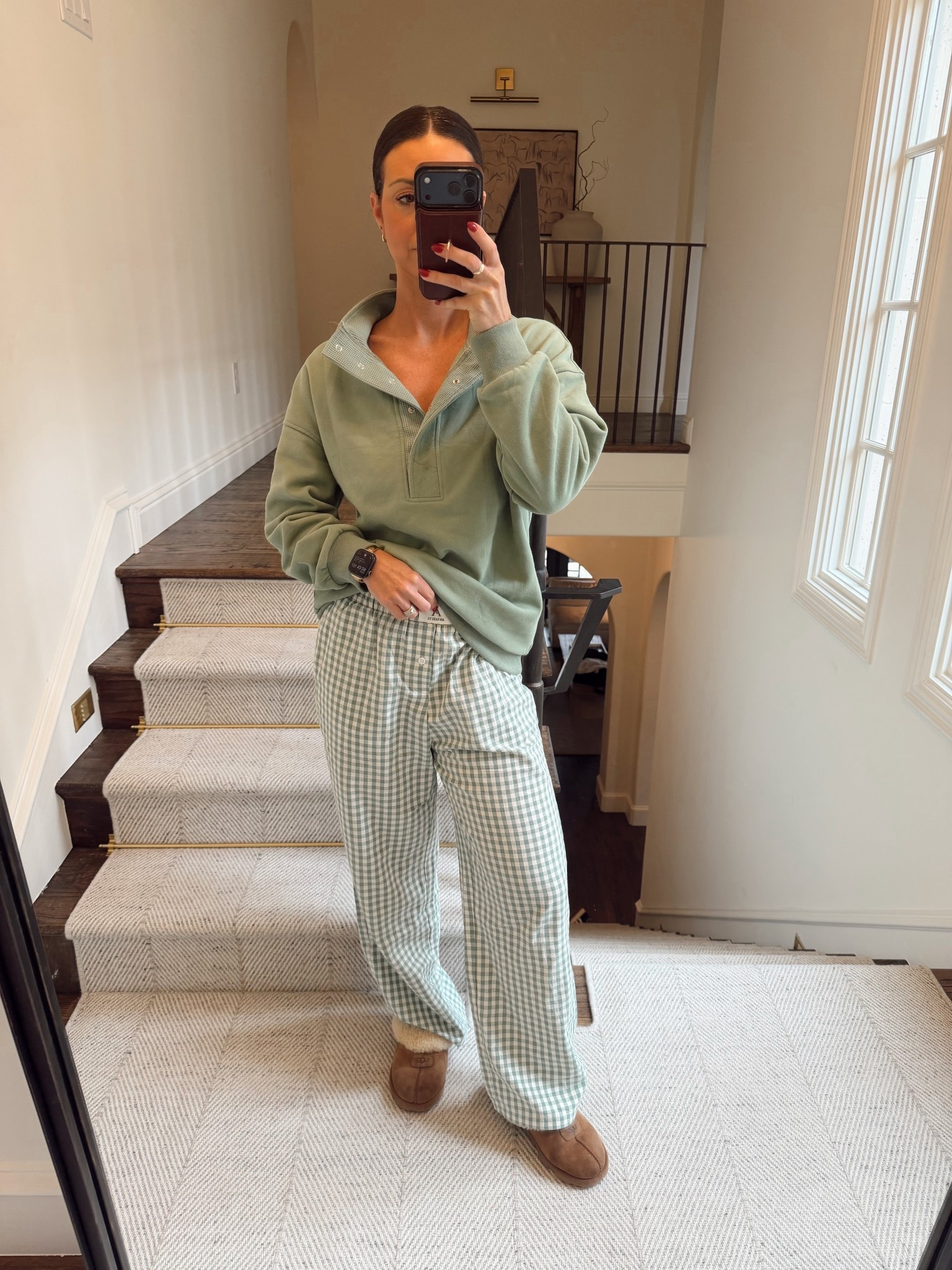 Cutest lounge set! Gingham pajama pants and matching sweatshirt! 

#LTKOver40 #LTKmomlife #LTKmorningroutine