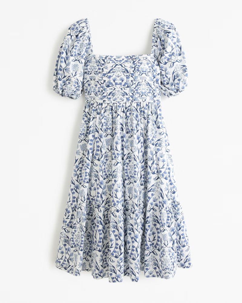 Emerson Poplin Puff Sleeve Midi Dress | Abercrombie & Fitch (US)