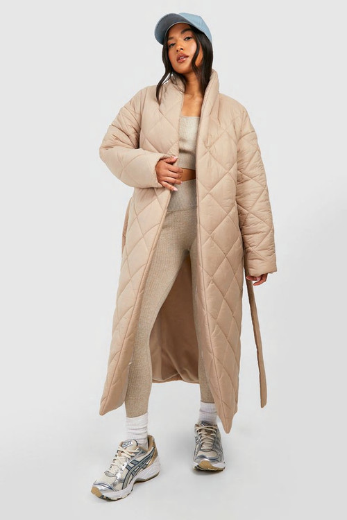 Petite Quilted Belted Maxi Puffer Jacket | Boohoo.com (US & CA)
