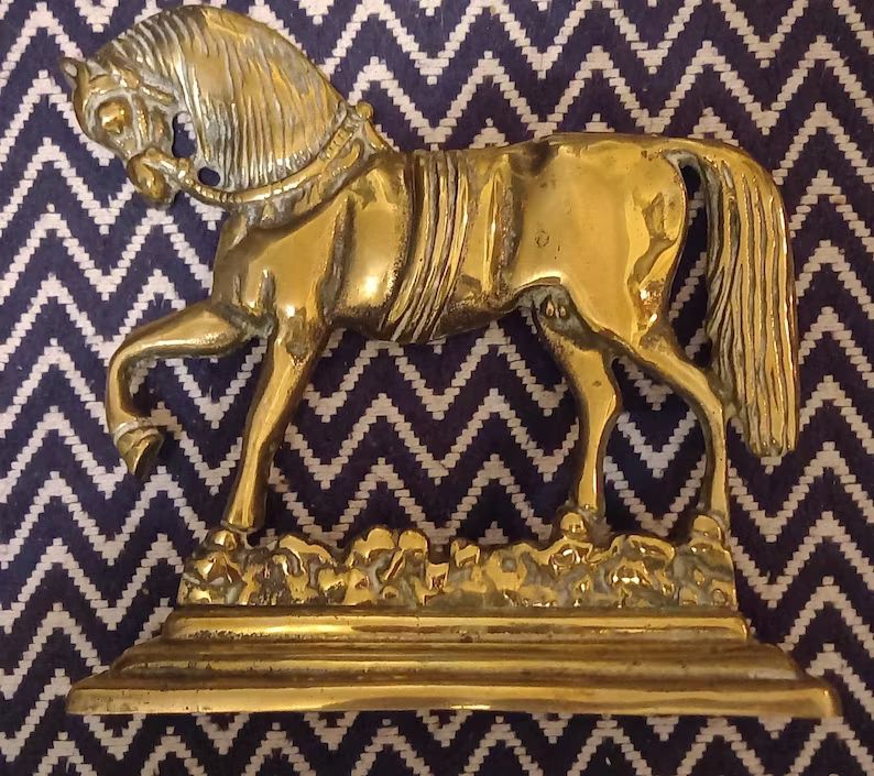 Vintage/antique Large Size Prancing Horse Heavy Brass Door - Etsy | Etsy (US)