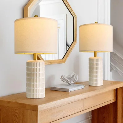 20.75-Inch Small Modern Ceramic Table Lamp Set (2 Pieces), Suitable For Bedrooms, Bedside Tables, Farmhouse-Style Desks, Home Decorations, Gift Bedsid | Wayfair North America