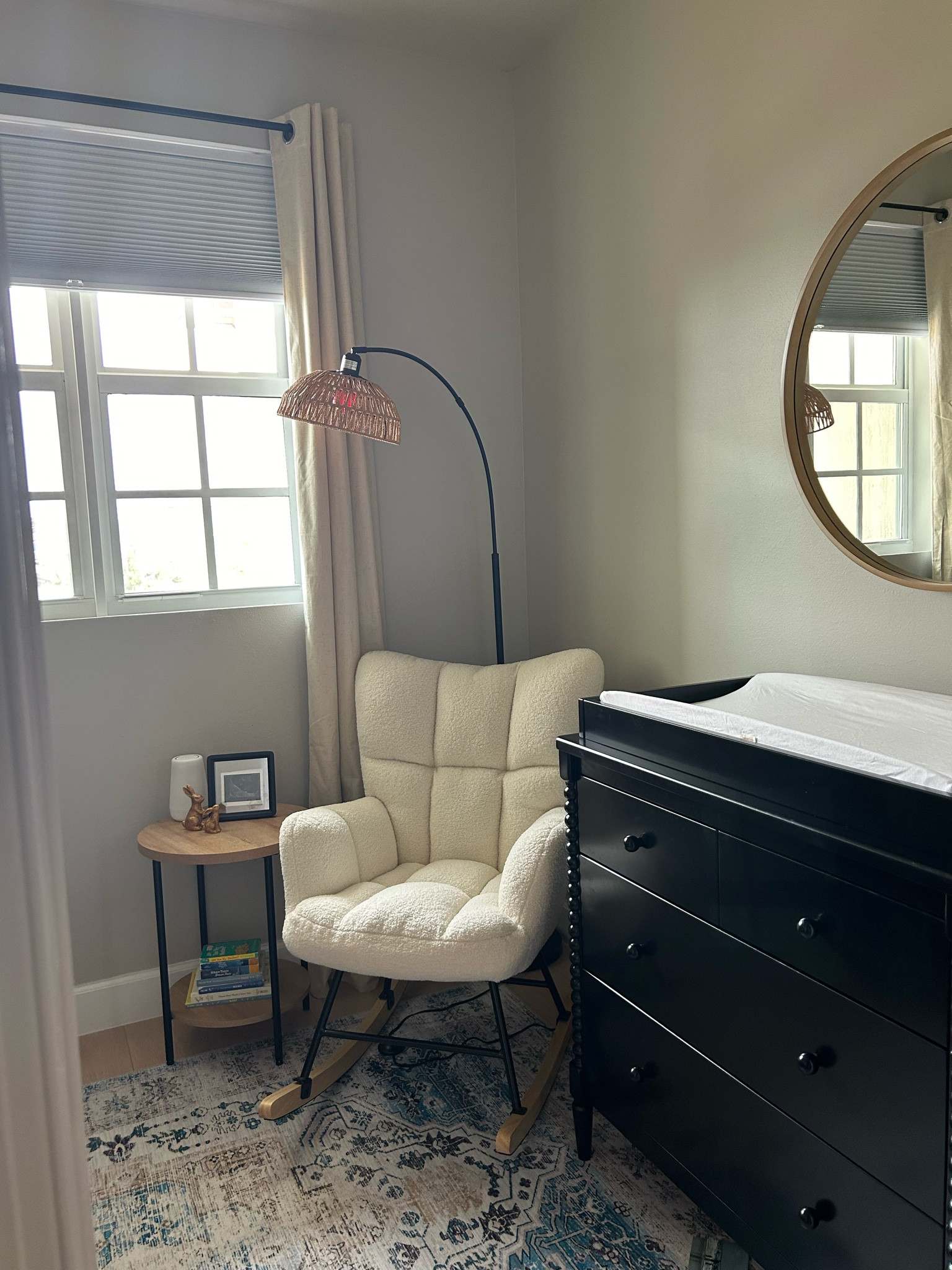 Nursery reveal! We found so many affordable pieces for this tiny space for baby #3. I’m really loving how simple and serene it turned out to be. My current favorite space in the house! 

#baby #nursery #newborn #homedecor 

#LTKbaby #LTKhome #LTKbump